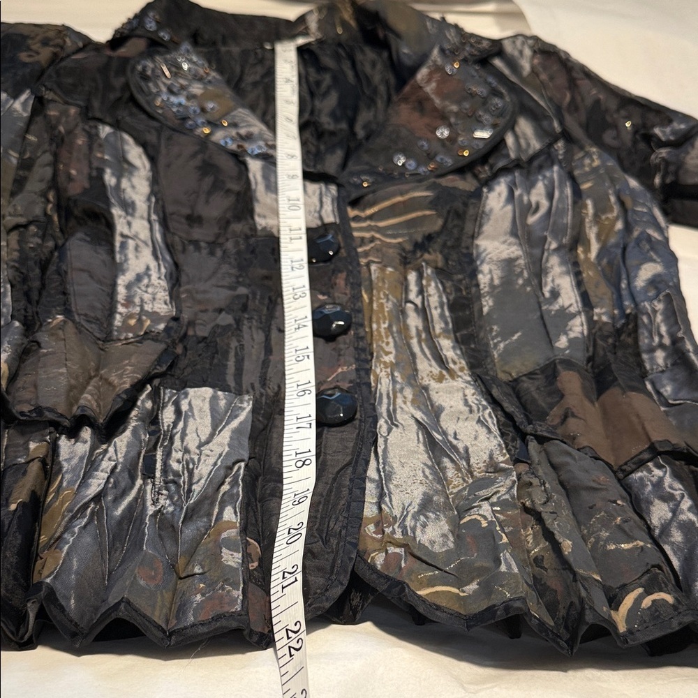 Alberto Makali patchwork blazer jacket three-button sequin embellishments S - Picture 12 of 12